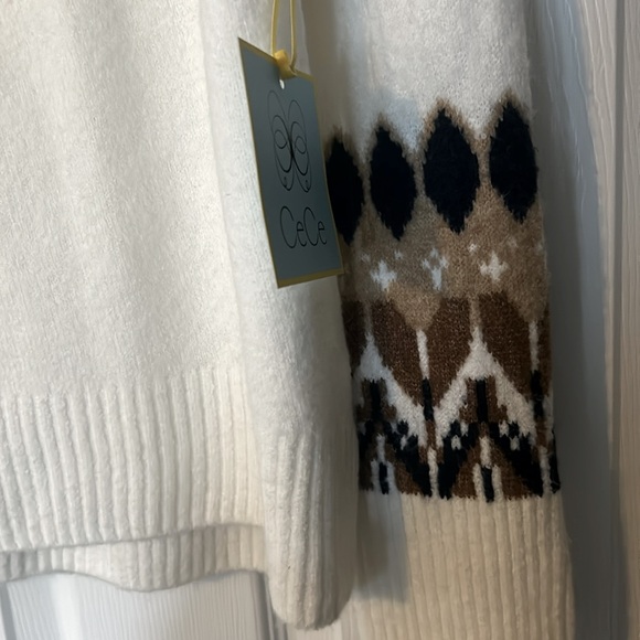 NWT CeCe Fair-Isle cozy long sleeve funnel neck sweater - Picture 5 of 7